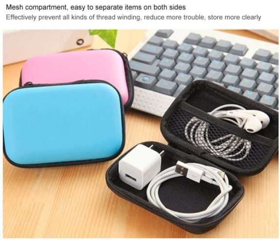 Hard Case Shell Earphone Headset Earbuds Storage Carry Case Key Coins Bag SD Card USB Cable Box Rectangle Purple Color