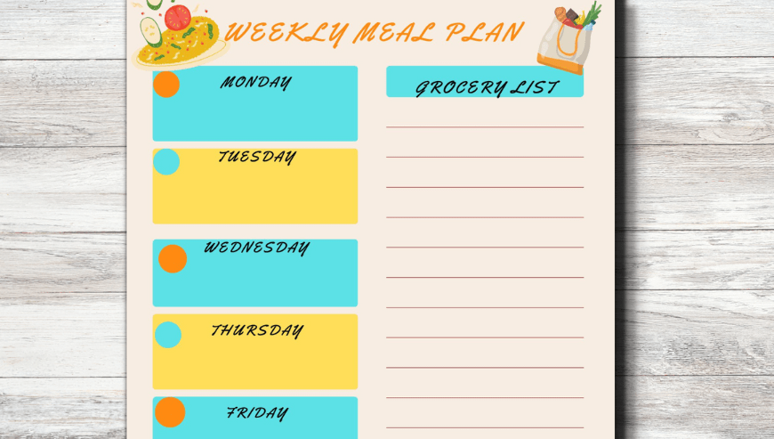 4 Printable/Downloable Weekly Meal Plan